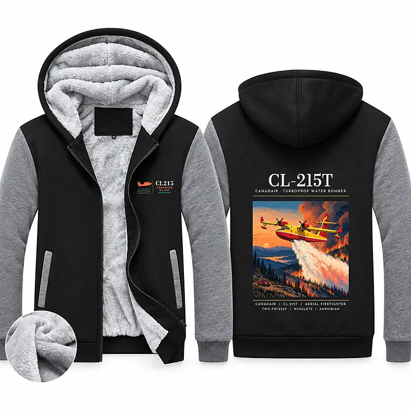 Canadair CL-215T Zipped Sweatshirts - Poster - Black & Gray