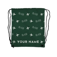 Thumbnail for Canadair CL-415 - Drawstring Bag - 3D Pattern + Name - Dark Green
