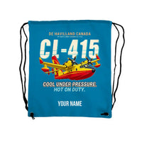 Thumbnail for Canadair CL-415 - Drawstring Bag - Cartoon + Name - Light Blue