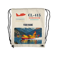 Thumbnail for Canadair CL-415 - Drawstring Bag - Classic + Name - Beige