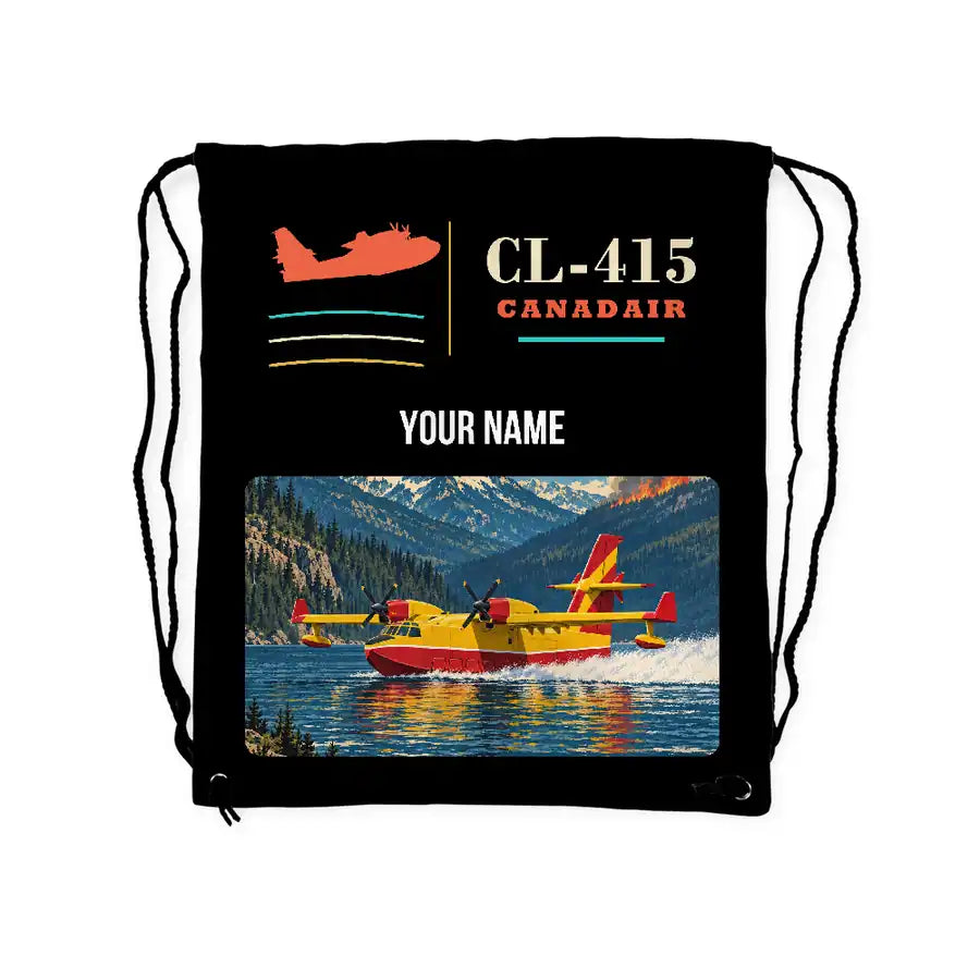 Canadair CL-415 - Drawstring Bag - Classic + Name - Black