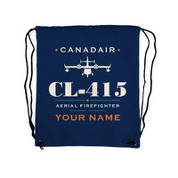 Thumbnail for Canadair CL-415 - Drawstring Bag - Heritage + Name - Dark Blue