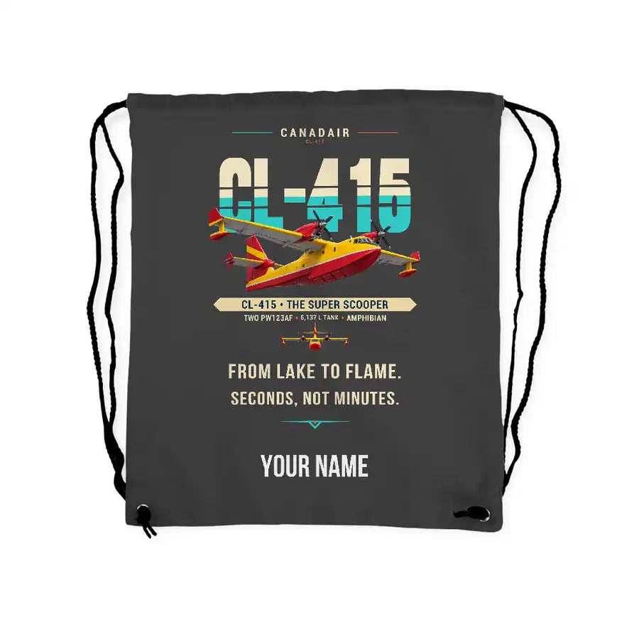Canadair CL-415 - Drawstring Bag - Original + Name - Gray