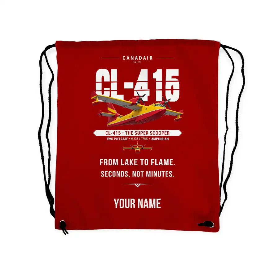 Canadair CL-415 - Drawstring Bag - Original + Name - Red