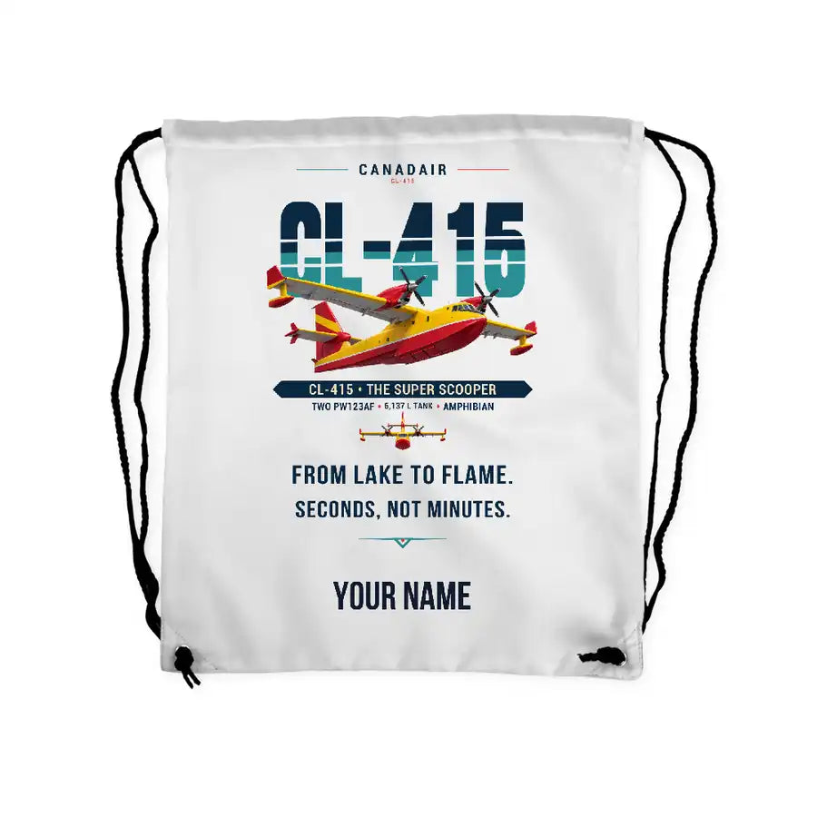 Canadair CL-415 - Drawstring Bag - Original + Name - White