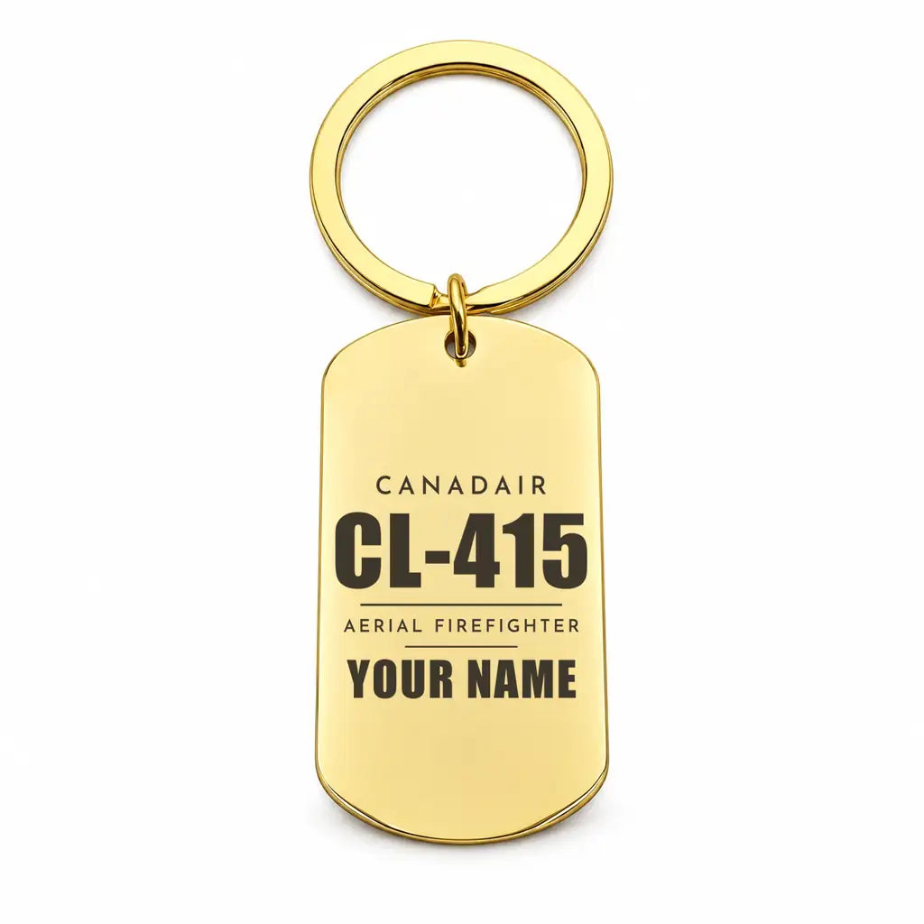 Canadair CL-415 - Key Chain - Tag + Name - Gold