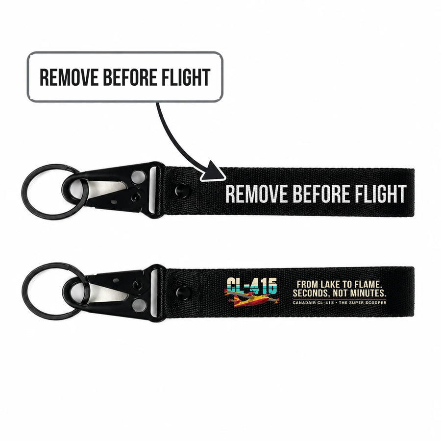 Canadair CL-415 Hawk-Shaped Key Chains - Black - Original - Remove Before Flight