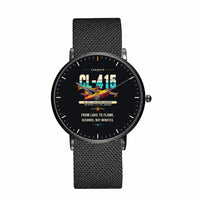 Thumbnail for Canadair CL-415 - Original - Slim Mesh - Black and Stainless Steel Strap