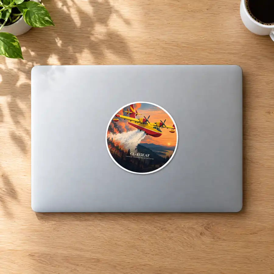 Canadair CL-415EAF - 3D - Circle Sticker - MacBook