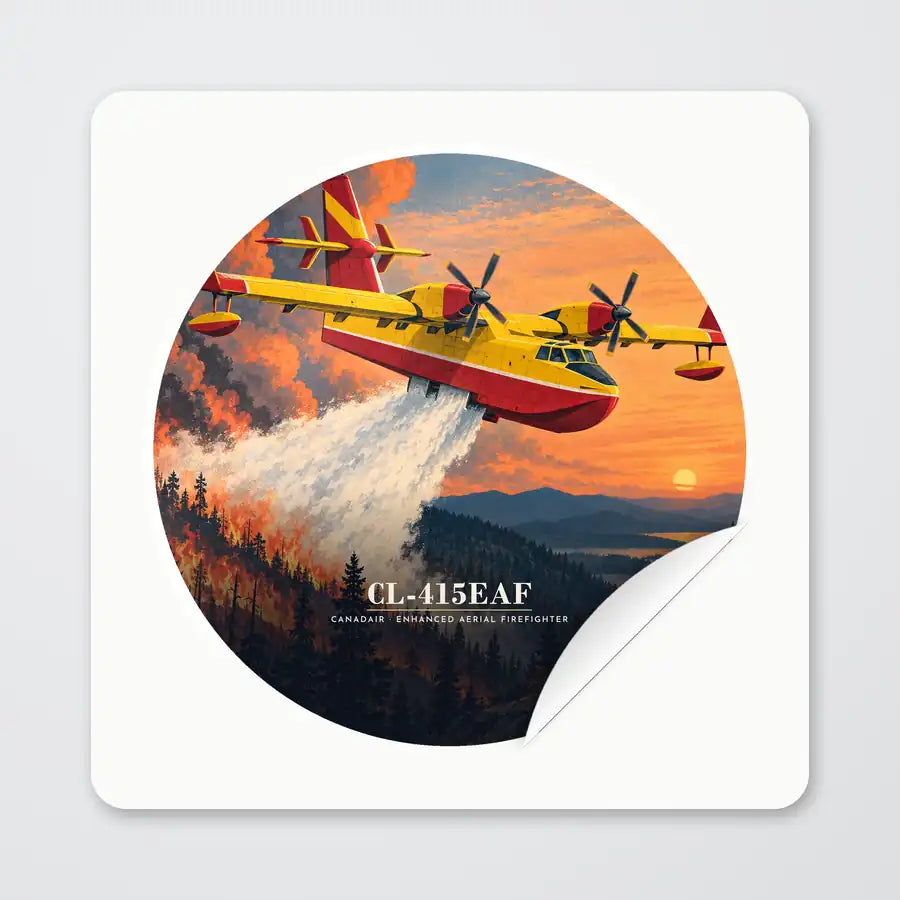 Canadair CL-415EAF - 3D - Circle Sticker - Peel