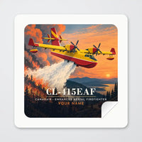 Thumbnail for Canadair CL-415EAF - 3D + Name - Square Sticker - Peel
