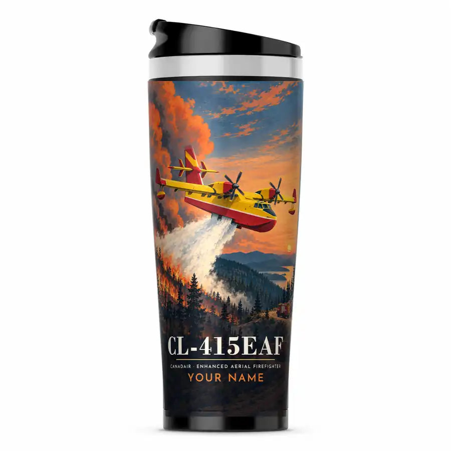 Canadair CL-415EAF - 3D + Name - Stainless Steel (No Holder) - Full Print