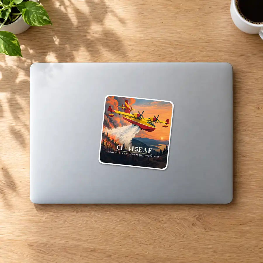 Canadair CL-415EAF - 3D - Square Sticker - MacBook