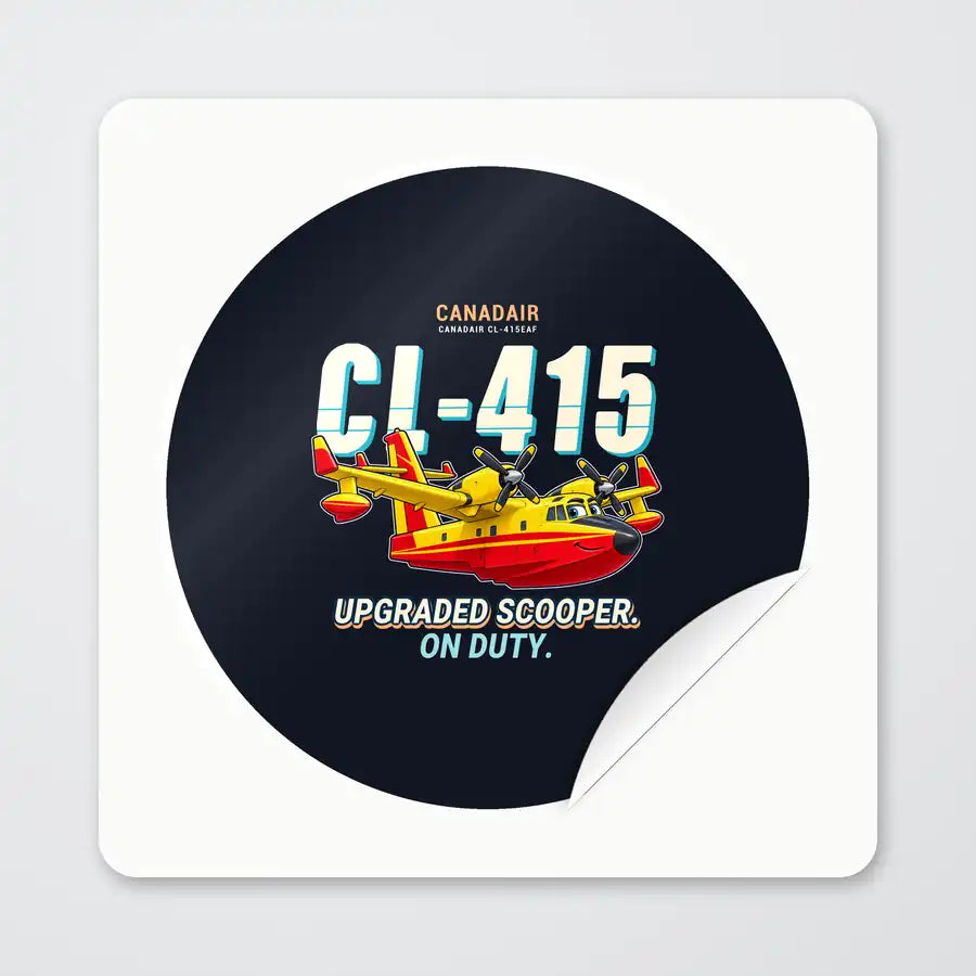 Canadair CL-415EAF - Cartoon - Circle Sticker - Peel
