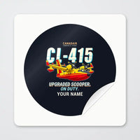 Thumbnail for Canadair CL-415EAF - Cartoon + Name - Circle Sticker - Peel