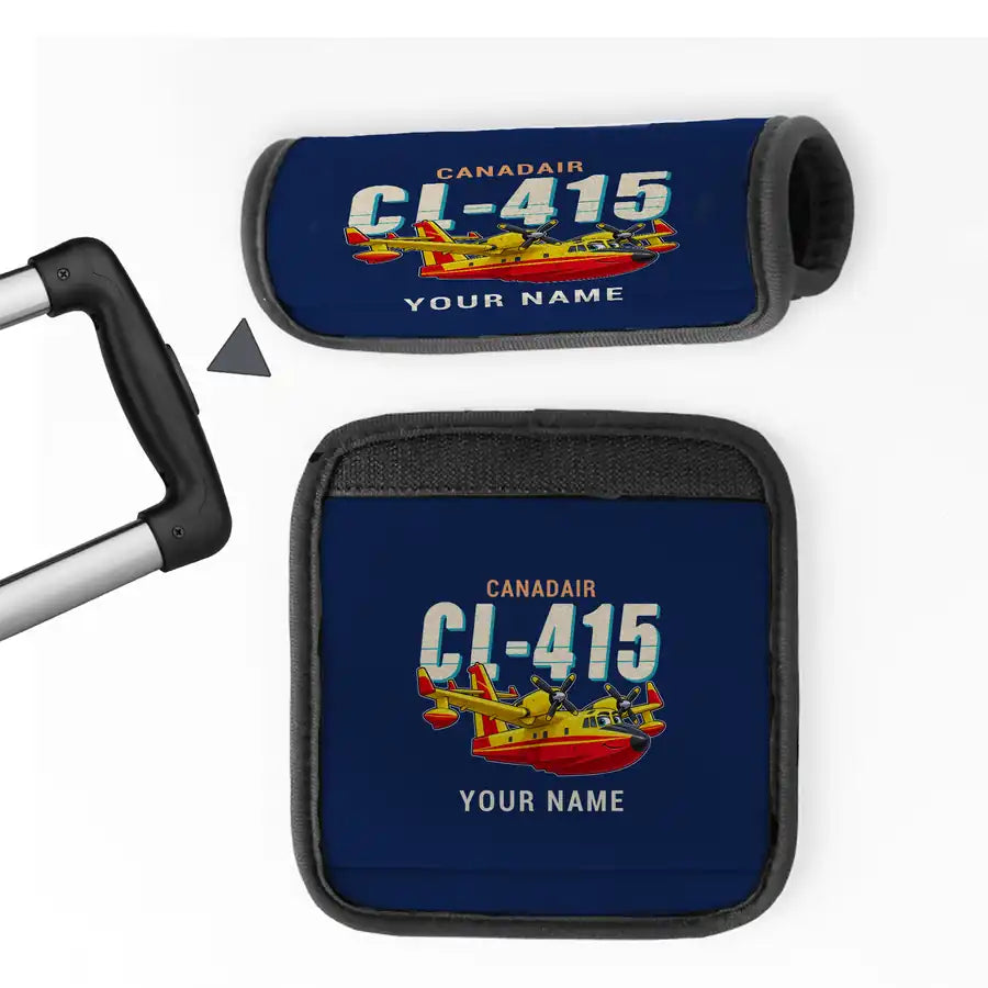 Canadair CL-415EAF - Cartoon + Name - Luggage Handle Cover - Dark Blue
