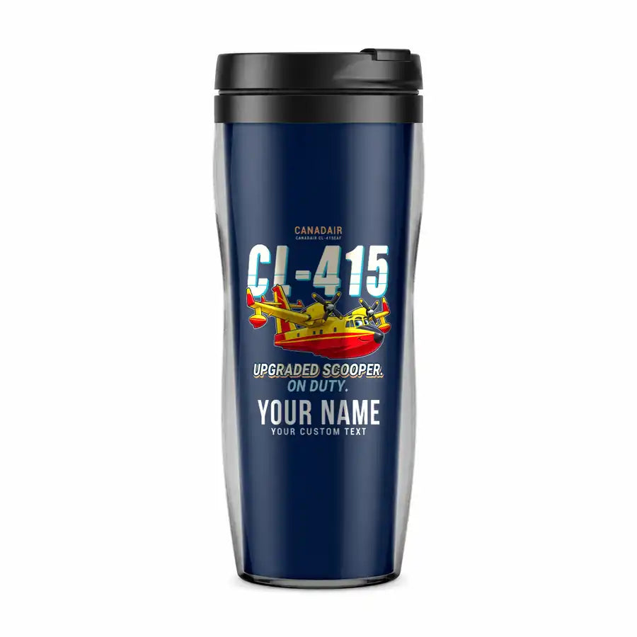Canadair CL-415EAF - Cartoon + Name - Plastic (No Holder) - Dark Blue