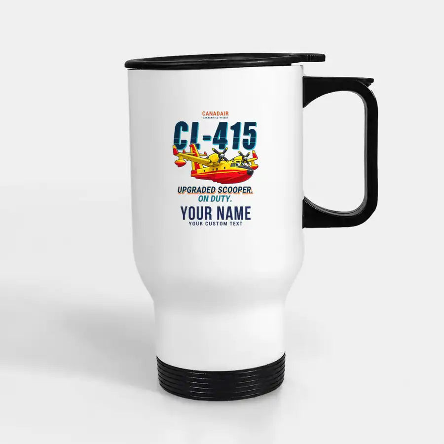 Canadair CL-415EAF - Cartoon + Name - Stainless Steel with Holder - White
