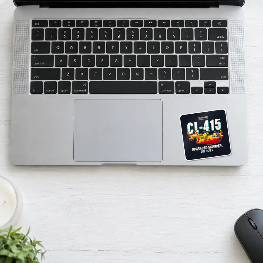 Canadair CL-415EAF - Cartoon - Square Sticker - Laptop