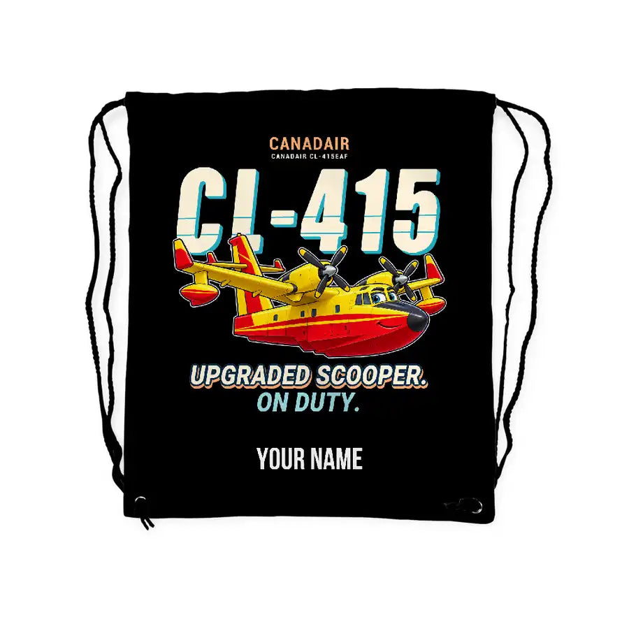 Canadair CL-415EAF - Drawstring Bag - Cartoon + Name - Black