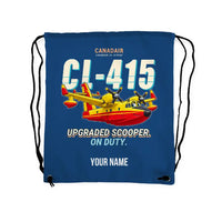 Thumbnail for Canadair CL-415EAF - Drawstring Bag - Cartoon + Name - Blue