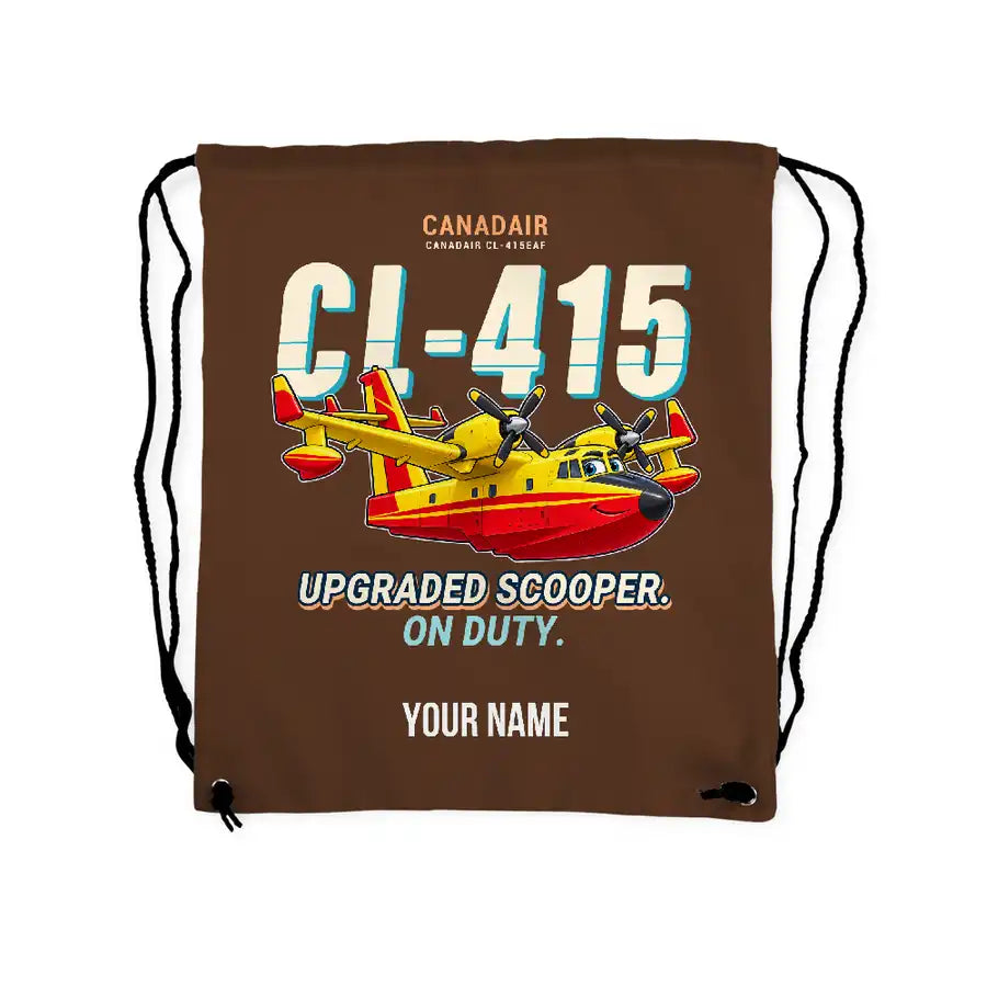 Canadair CL-415EAF - Drawstring Bag - Cartoon + Name - Brown