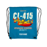 Thumbnail for Canadair CL-415EAF - Drawstring Bag - Cartoon + Name - Light Blue