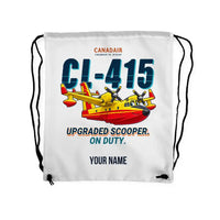 Thumbnail for Canadair CL-415EAF - Drawstring Bag - Cartoon + Name - White