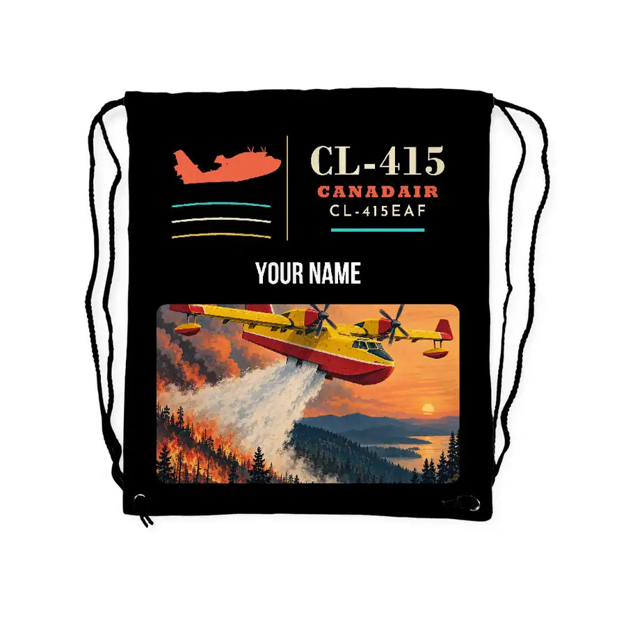 Canadair CL-415EAF - Drawstring Bag - Classic + Name - Black