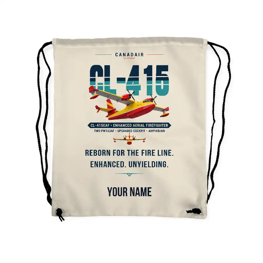 Canadair CL-415EAF - Drawstring Bag - Original + Name - Beige
