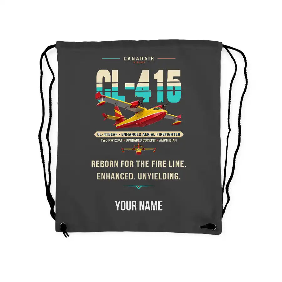 Canadair CL-415EAF - Drawstring Bag - Original + Name - Gray