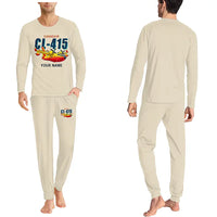 Thumbnail for Canadair CL-415EAF - Men Pajamas - Cartoon Chest + Name - Beige