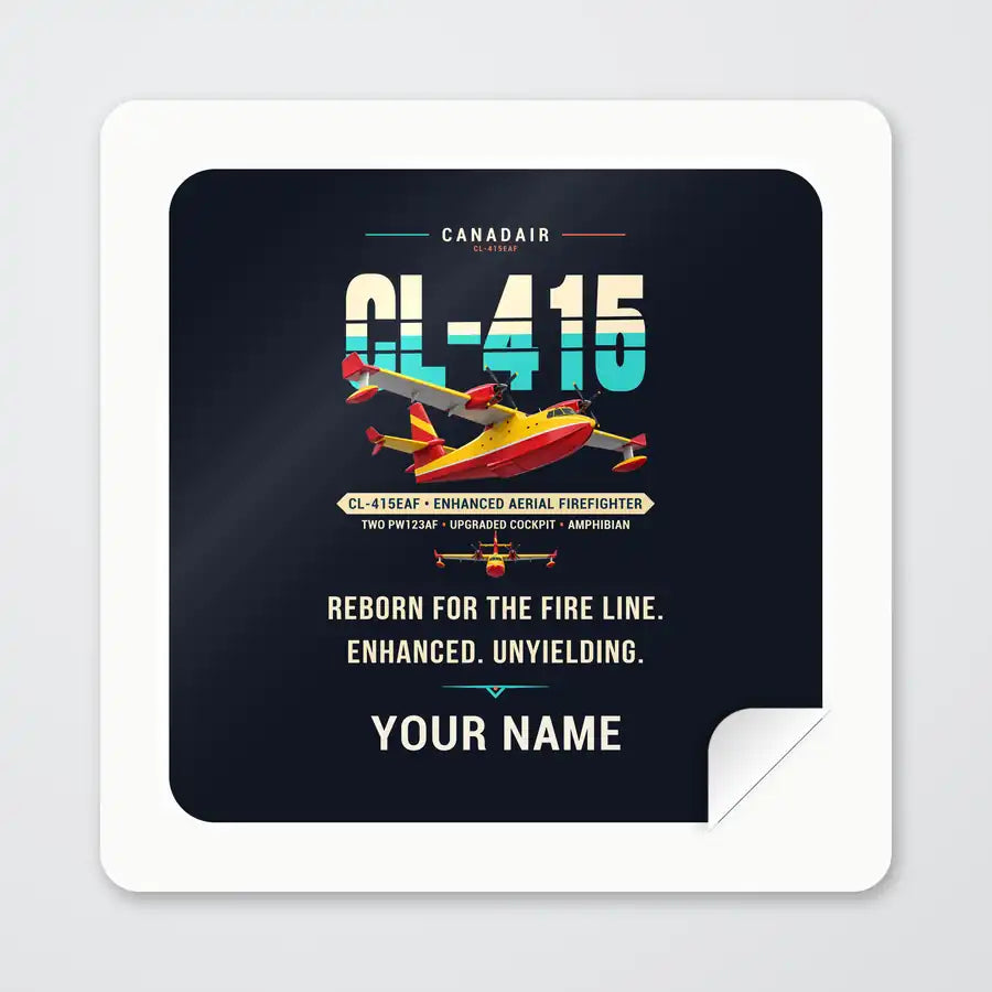 Canadair CL-415EAF - Original + Name - Square Sticker - Peel
