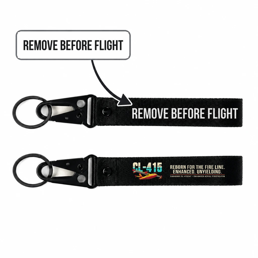 Canadair CL-415EAF Hawk-Shaped Key Chains - Black - Original - Remove Before Flight