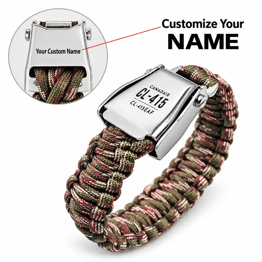 Canadair CL-415EAF - Seat Belt Bracelet - Tag + Name - Camouflage