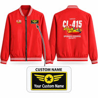 Thumbnail for Canadair CL-415EAF Stylish Jackets - Baseball Collar - Cartoon + Name - Red