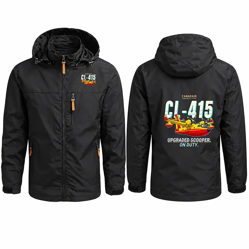 Canadair CL-415EAF Stylish Jackets - Hooded Windbreaker - Cartoon - Black