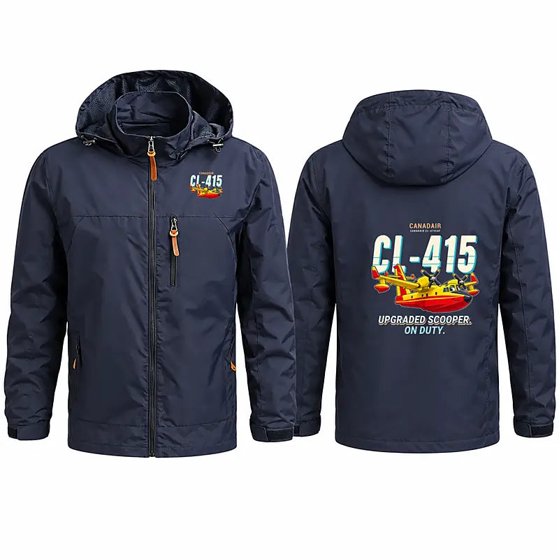 Canadair CL-415EAF Stylish Jackets - Hooded Windbreaker - Cartoon - Navy Blue