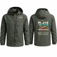 Thumbnail for Canadair CL-415EAF Stylish Jackets - Hooded Windbreaker - Original - Olive Green