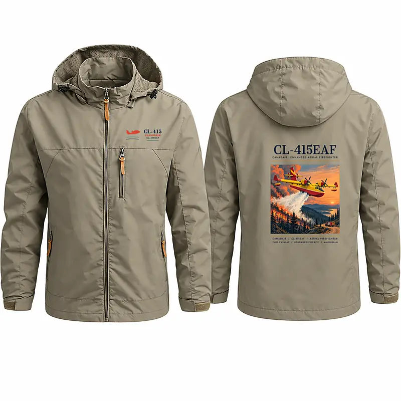 Canadair CL-415EAF Stylish Jackets - Hooded Windbreaker - Poster - Khaki