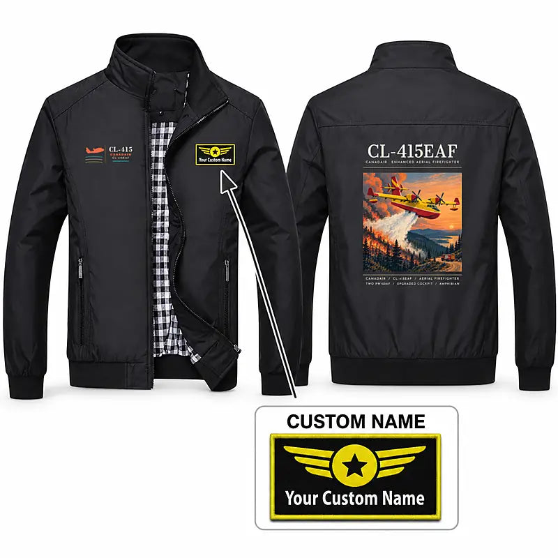Canadair CL-415EAF Stylish Jackets - Stand Collar - Poster + Name - Black