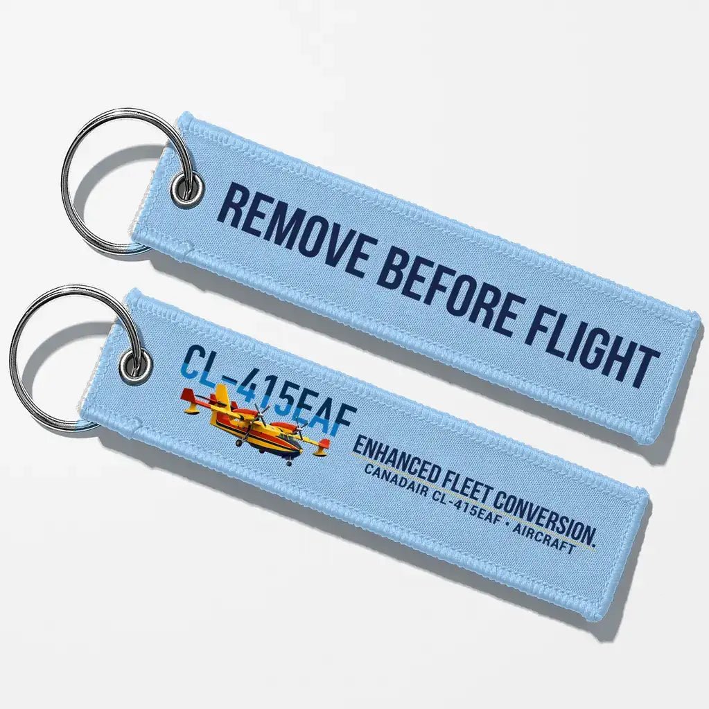 Canadair CL-415EAF Aviator Key Chains - Light Blue - Remove Before Flight