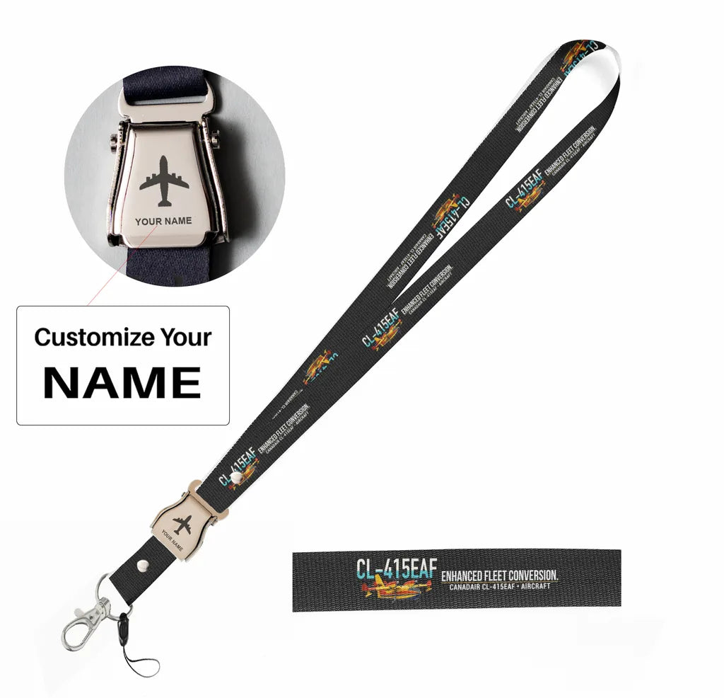 Canadair CL-415EAF seat belt lanyard - black with name