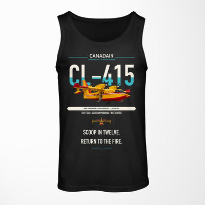 Canadair CL-415 design on black tank top