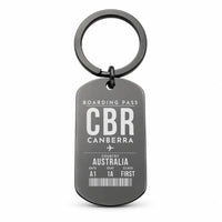 Thumbnail for Canberra Airport CBR - Key Chain - Boarding Pass Style - Black