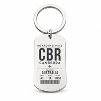 Thumbnail for Canberra Airport CBR - Key Chain - Boarding Pass Style - Silver