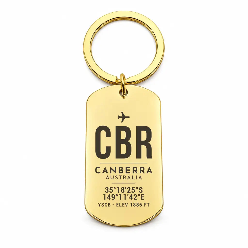 Canberra Airport CBR - Key Chain - Original Design - Gold