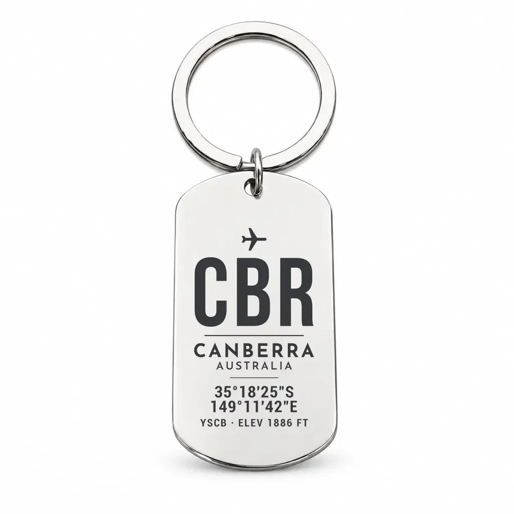 Canberra Airport CBR - Key Chain - Original Design - Silver