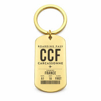 Thumbnail for Carcassonne Airport CCF - Key Chain - Boarding Pass Style - Gold