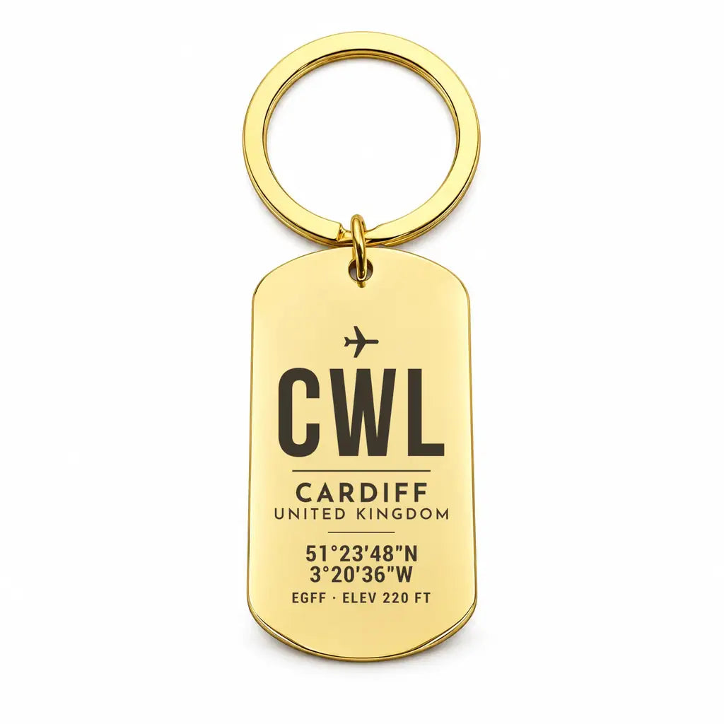 Cardiff Airport CWL - Key Chain - Original Design - Gold